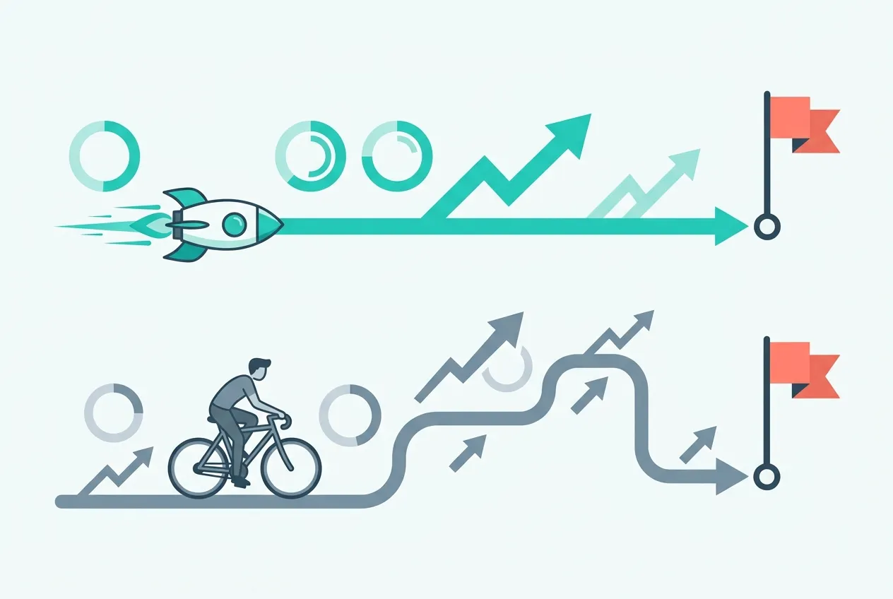 ROI timeline comparison between purchased subscriber base and organic-only growth path