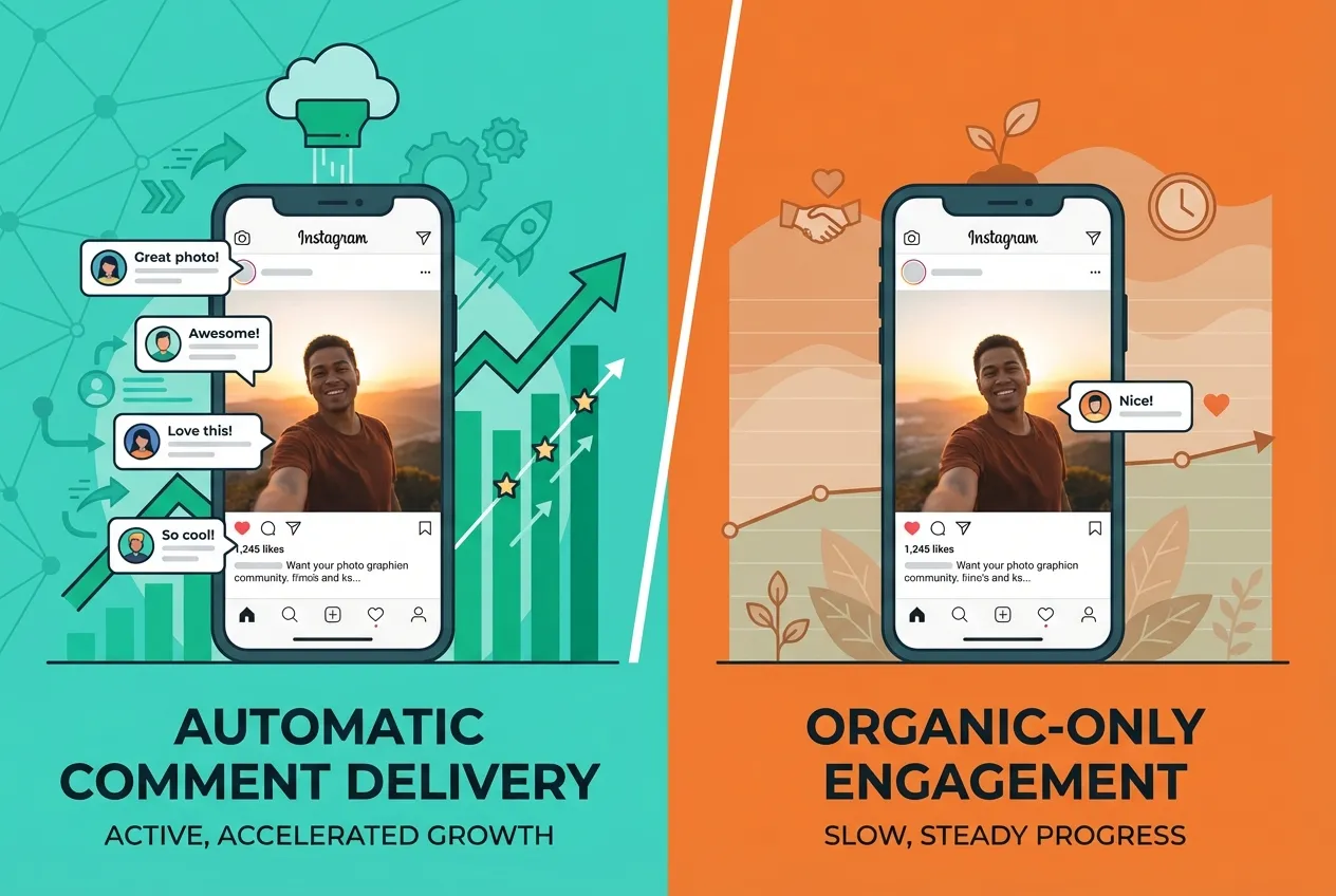 Auto comments vs organic growth — engagement comparison on Instagram