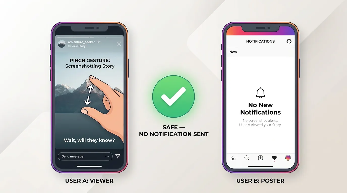 Instagram Story screenshot — no notification sent — does instagram notify screen recording