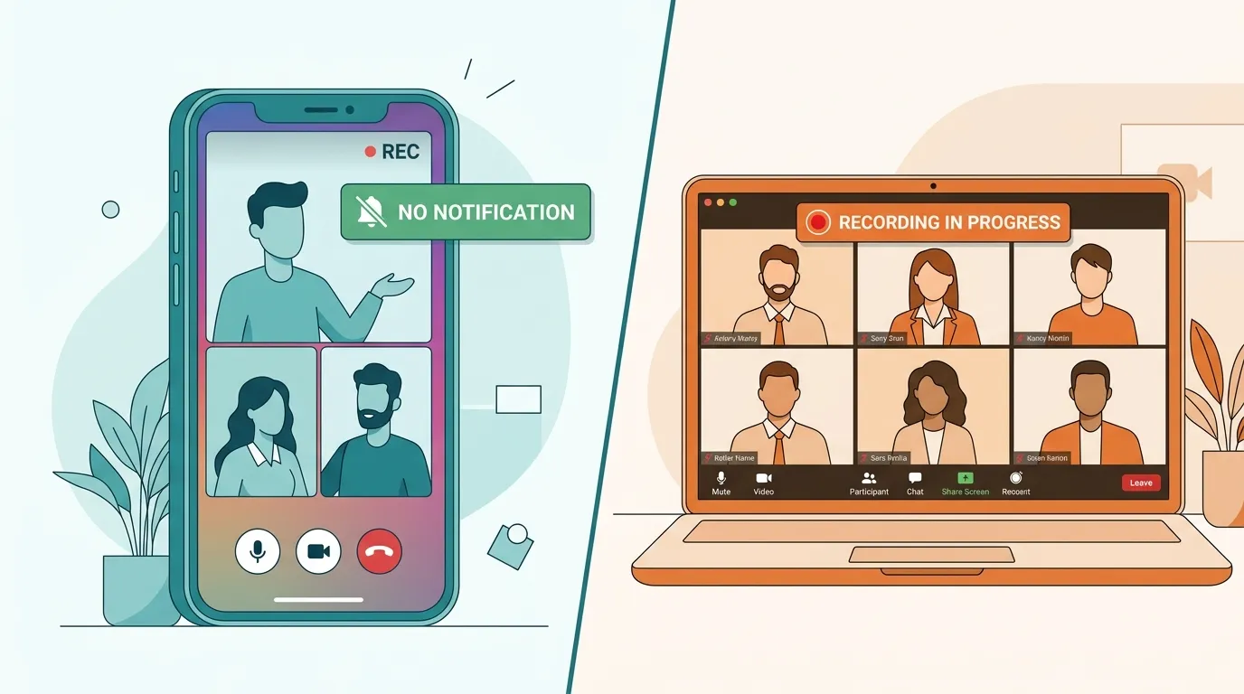 Instagram video call recording vs professional meeting recording — does instagram notify screen recording